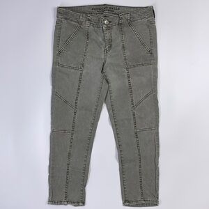 American Eagle Green Jegging Crop Stretch Pants Size 4 23.5" Inseam